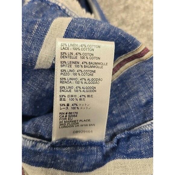 Pilcro by Anthropologie Linen Blend Belted Shift Dress Blue Stripe Women’s Sz 12 - Picture 7 of 10